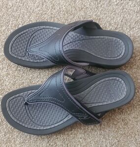 Kary Black/ Charcoal Grey Thong Flip Flop Sandals NEW